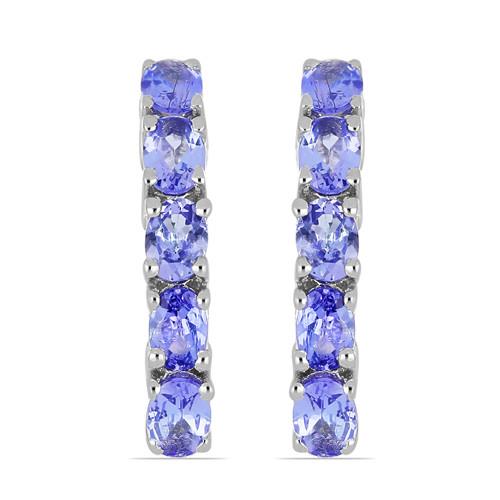 BUY NATURAL TANZANITE MULTI GEMSTONE EARRINGS IN STERLING SILVER